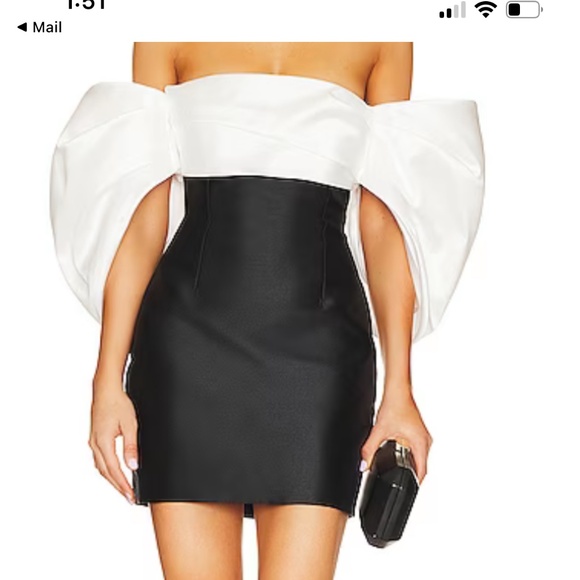 Solace London  Elian Mini Dress Cream and Black - Picture 1 of 2